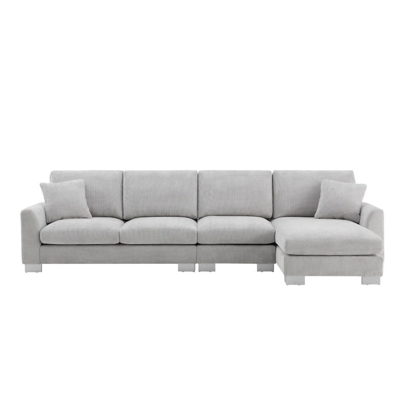 119 Spacious L-Shaped 5-Seater Sectional Sofa with Chaise Lounge and 2 Decorative Pillows for Living Room