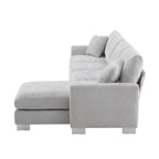 119 Spacious L-Shaped 5-Seater Sectional Sofa with Chaise Lounge and 2 Decorative Pillows for Living Room