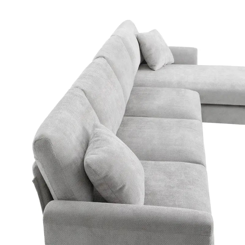 119 Spacious L-Shaped 5-Seater Sectional Sofa with Chaise Lounge and 2 Decorative Pillows for Living Room