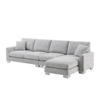 119 Spacious L-Shaped 5-Seater Sectional Sofa with Chaise Lounge and 2 Decorative Pillows for Living Room