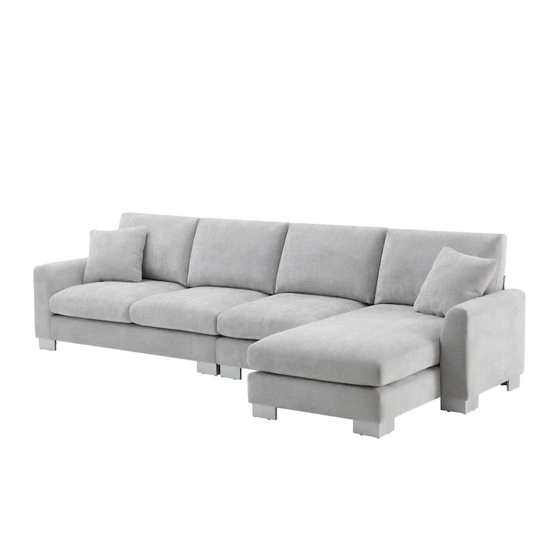 119 Spacious L-Shaped 5-Seater Sectional Sofa with Chaise Lounge and 2 Decorative Pillows for Living Room