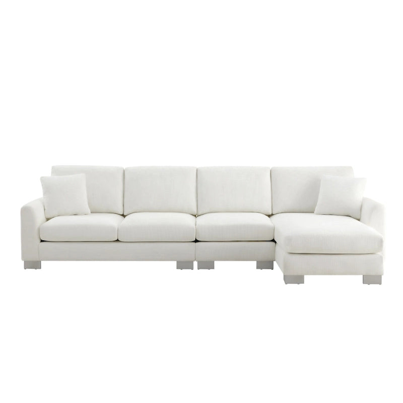 119 Spacious L-Shaped 5-Seater Sectional Sofa with Chaise Lounge and 2 Decorative Pillows for Living Room