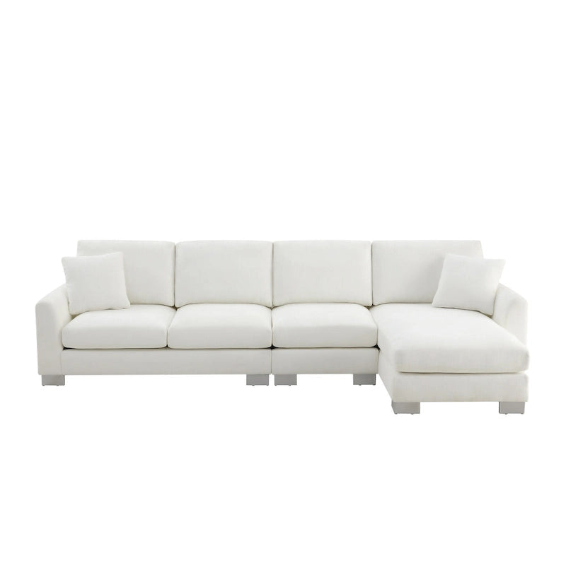 119 Spacious L-Shaped 5-Seater Sectional Sofa with Chaise Lounge and 2 Decorative Pillows for Living Room