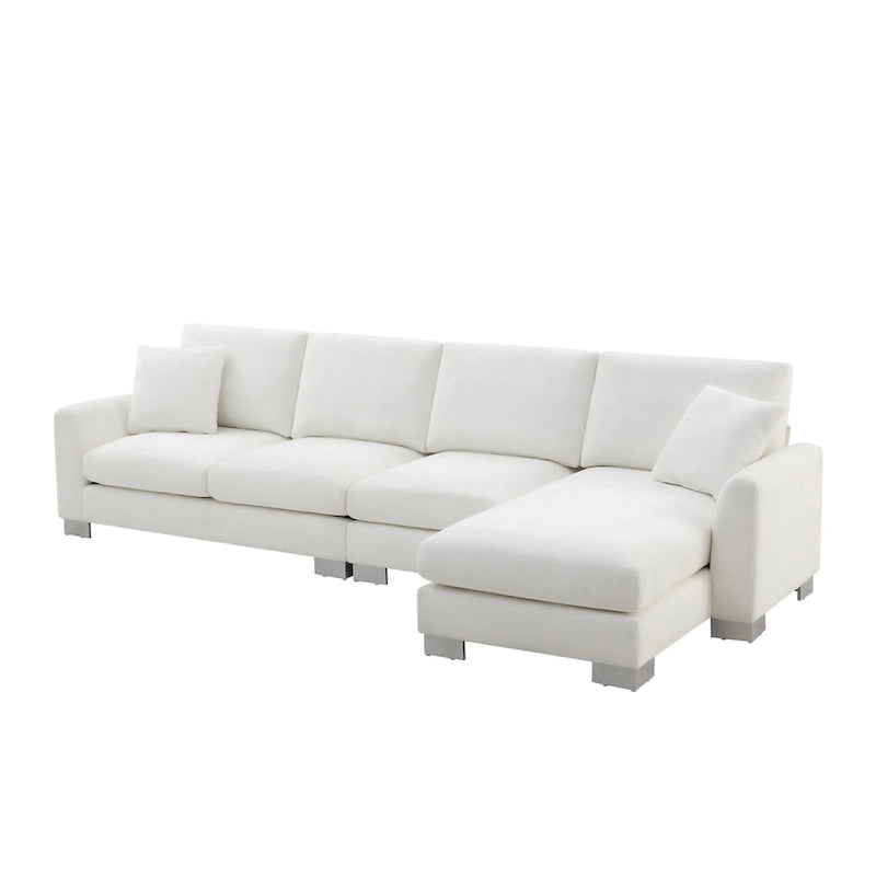 119 Spacious L-Shaped 5-Seater Sectional Sofa with Chaise Lounge and 2 Decorative Pillows for Living Room