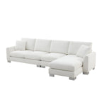 119 Spacious L-Shaped 5-Seater Sectional Sofa with Chaise Lounge and 2 Decorative Pillows for Living Room