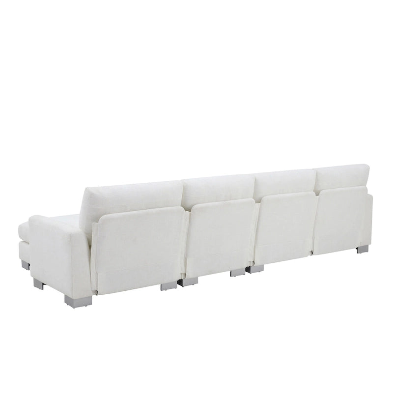 119 Spacious L-Shaped 5-Seater Sectional Sofa with Chaise Lounge and 2 Decorative Pillows for Living Room