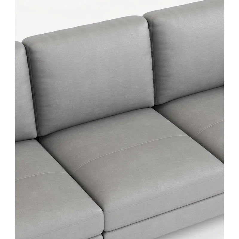 77 Genuine Leather 3 Seater Sofa Couch with USB Charger, High-Resiliency Cushions and Black Metal Legs