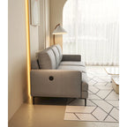 77 Genuine Leather 3 Seater Sofa Couch with USB Charger, High-Resiliency Cushions and Black Metal Legs