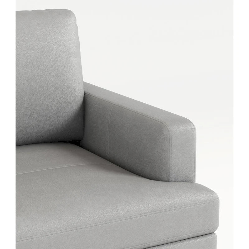 77 Genuine Leather 3 Seater Sofa Couch with USB Charger, High-Resiliency Cushions and Black Metal Legs