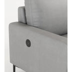 77 Genuine Leather 3 Seater Sofa Couch with USB Charger, High-Resiliency Cushions and Black Metal Legs