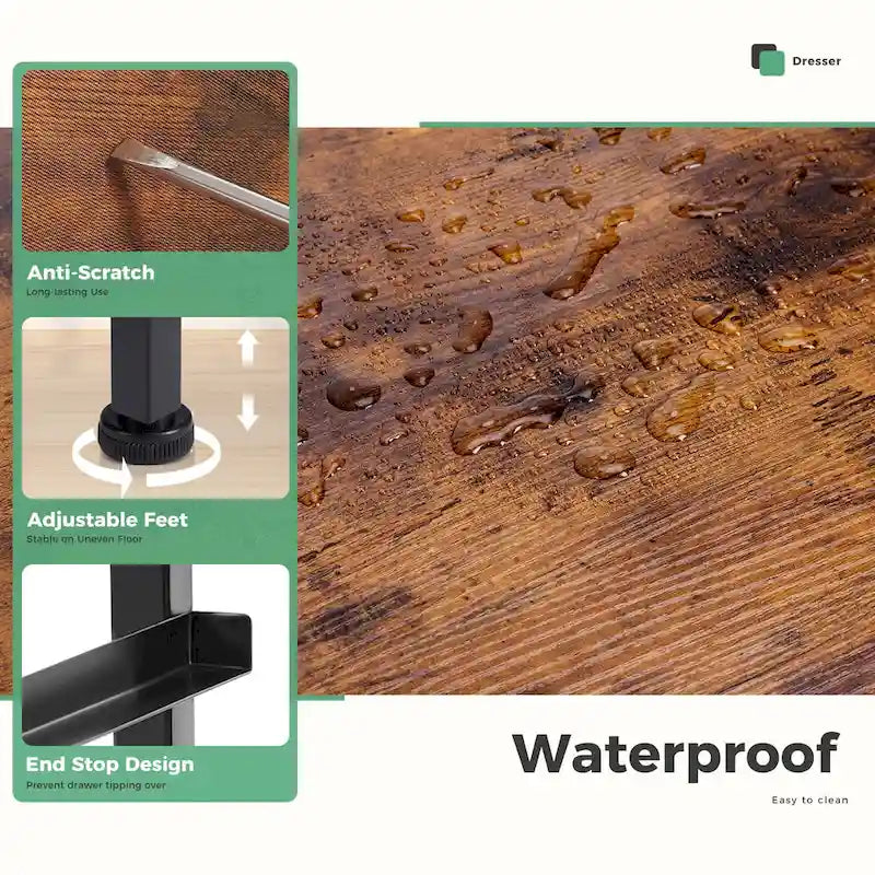 7-Drawer Double Dresser, Storage Spaces, Assembled Wardrobe Lockers, Bedroom Furniture Lockers for Bedroom