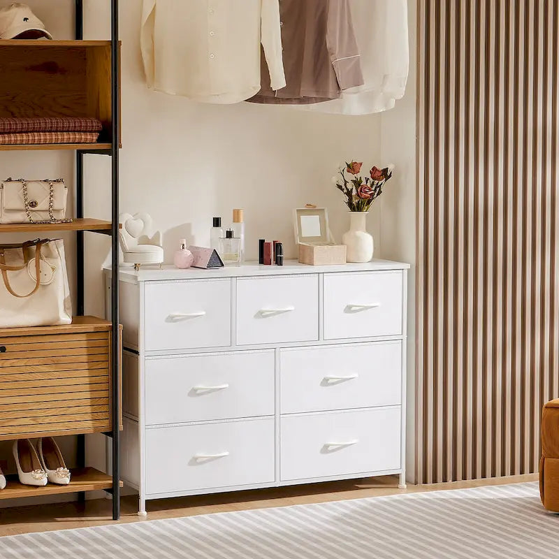 7-Drawer Double Dresser, Storage Spaces, Assembled Wardrobe Lockers, Bedroom Furniture Lockers for Bedroom