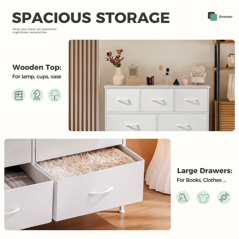 7-Drawer Double Dresser, Storage Spaces, Assembled Wardrobe Lockers, Bedroom Furniture Lockers for Bedroom