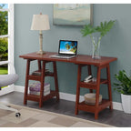 Convenience Concepts Designs2Go Double Trestle Desk with Shelves