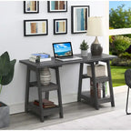 Convenience Concepts Designs2Go Double Trestle Desk with Shelves