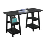 Convenience Concepts Designs2Go Double Trestle Desk with Shelves