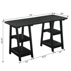 Convenience Concepts Designs2Go Double Trestle Desk with Shelves