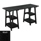 Convenience Concepts Designs2Go Double Trestle Desk with Shelves
