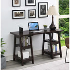 Convenience Concepts Designs2Go Double Trestle Desk with Shelves