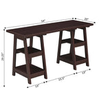 Convenience Concepts Designs2Go Double Trestle Desk with Shelves