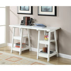 Convenience Concepts Designs2Go Double Trestle Desk with Shelves
