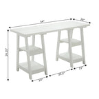 Convenience Concepts Designs2Go Double Trestle Desk with Shelves