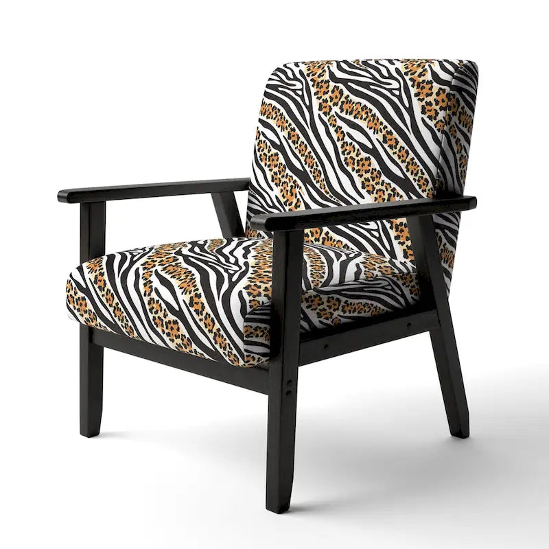 Designart Zebra and Leopard Mix Pattern III Upholstered Cabin & Lodge Accent Chair and Arm Chair