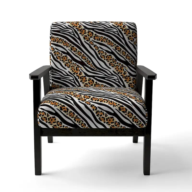 Designart Zebra and Leopard Mix Pattern III Upholstered Cabin & Lodge Accent Chair and Arm Chair