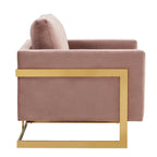 LeisureMod Lincoln Mid-Century Velvet Accent Arm Chair With Gold Frame - 34