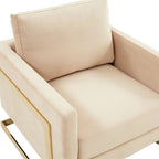 LeisureMod Lincoln Mid-Century Velvet Accent Arm Chair With Gold Frame - 34