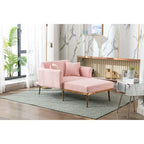 Teddy Fabric Upholstered Living Room Sleeper Sofa Chair With Rose Golden feet