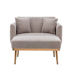 Teddy Fabric Upholstered Living Room Sleeper Sofa Chair With Rose Golden feet
