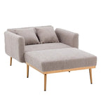 Teddy Fabric Upholstered Living Room Sleeper Sofa Chair With Rose Golden feet