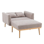 Teddy Fabric Upholstered Living Room Sleeper Sofa Chair With Rose Golden feet