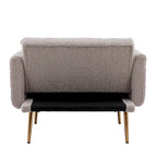 Teddy Fabric Upholstered Living Room Sleeper Sofa Chair With Rose Golden feet