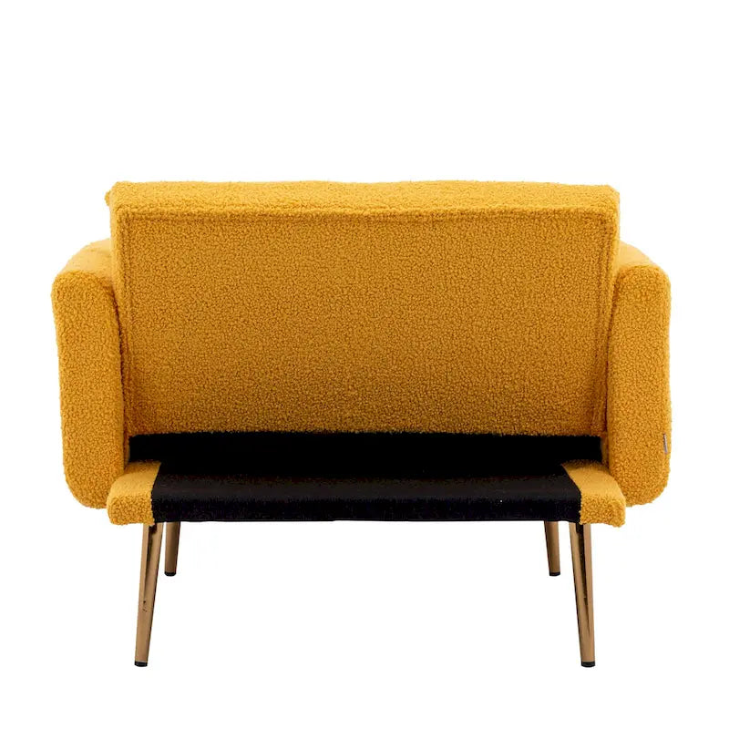 Teddy Fabric Upholstered Living Room Sleeper Sofa Chair With Rose Golden feet