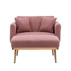 Teddy Fabric Upholstered Living Room Sleeper Sofa Chair With Rose Golden feet