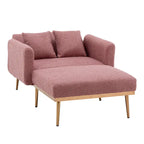 Teddy Fabric Upholstered Living Room Sleeper Sofa Chair With Rose Golden feet