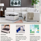 Flex 99 Upholstered Modular Sofa with Bumper Ottoman - 101 x 35 x 37