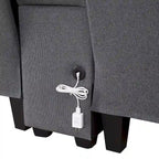 Upholstered Sofa with Console, 2 Cupholders and 2 USB Ports Wired or Wirelessly Charged