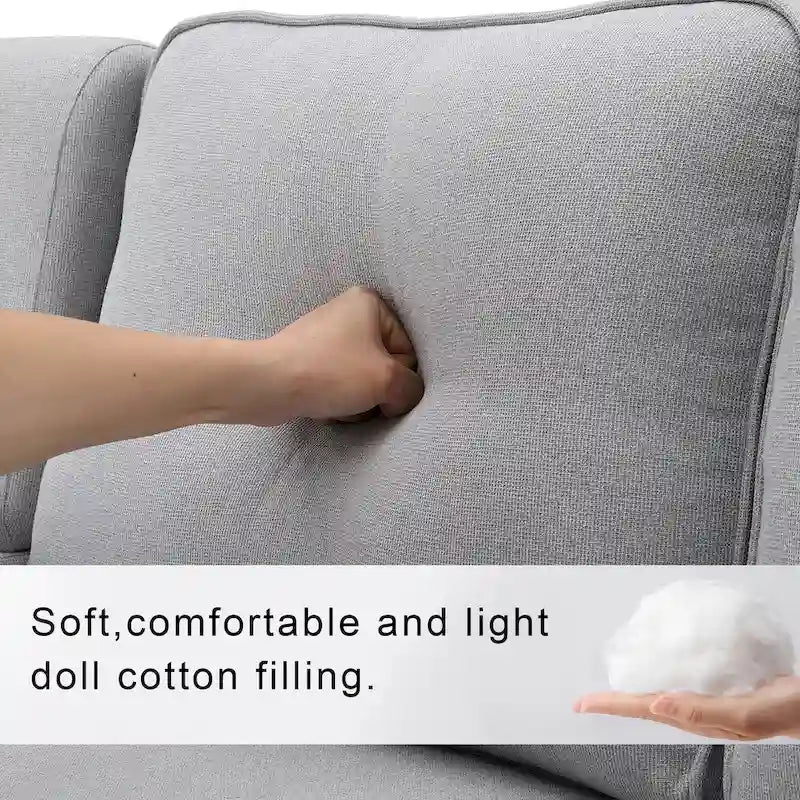 Upholstered Sofa with Console, 2 Cupholders and 2 USB Ports Wired or Wirelessly Charged
