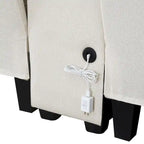 Upholstered Sofa with Console, 2 Cupholders and 2 USB Ports Wired or Wirelessly Charged