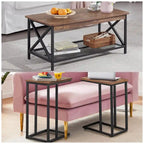 Javlergo 3-pieces Coffee Table Set for Living Room Wood Coffee Table and C End Tables Set of 2