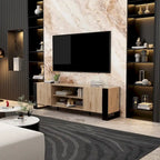 Wood Grain TV Stand with Optional Electric Fireplace: Cable Management