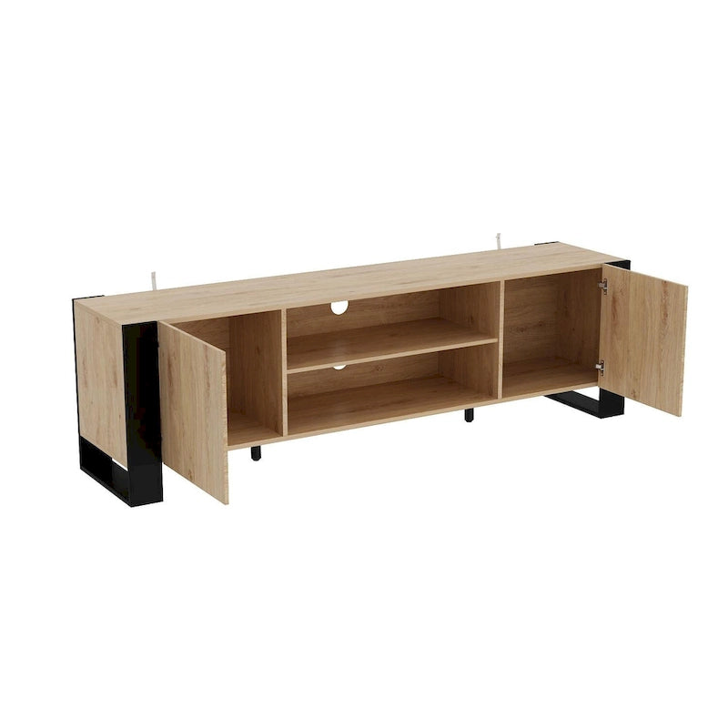 Wood Grain TV Stand with Optional Electric Fireplace: Cable Management