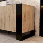 Wood Grain TV Stand with Optional Electric Fireplace: Cable Management