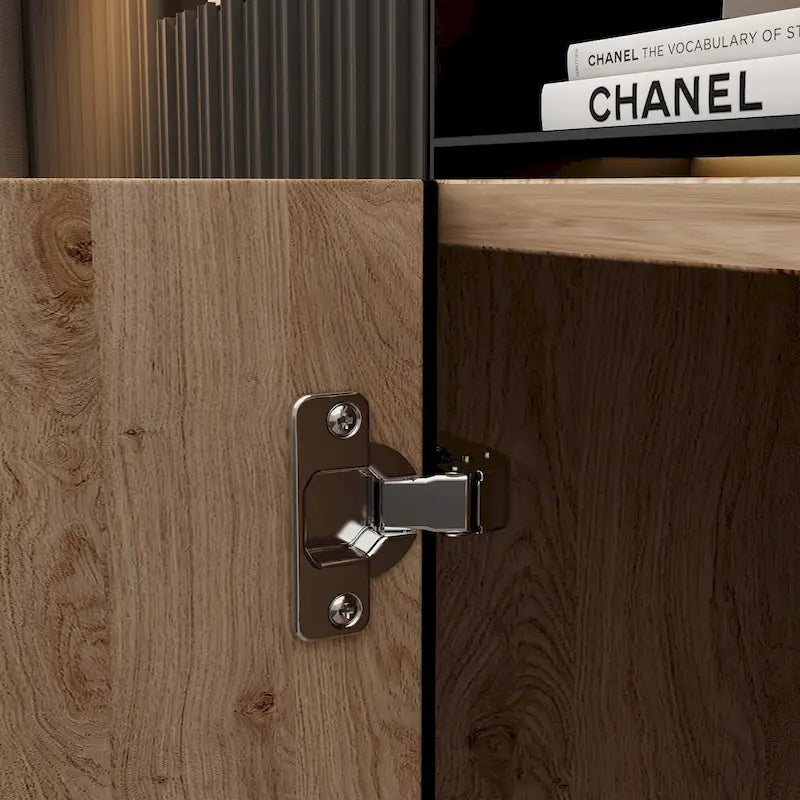 Wood Grain TV Stand with Optional Electric Fireplace: Cable Management