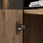 Wood Grain TV Stand with Optional Electric Fireplace: Cable Management