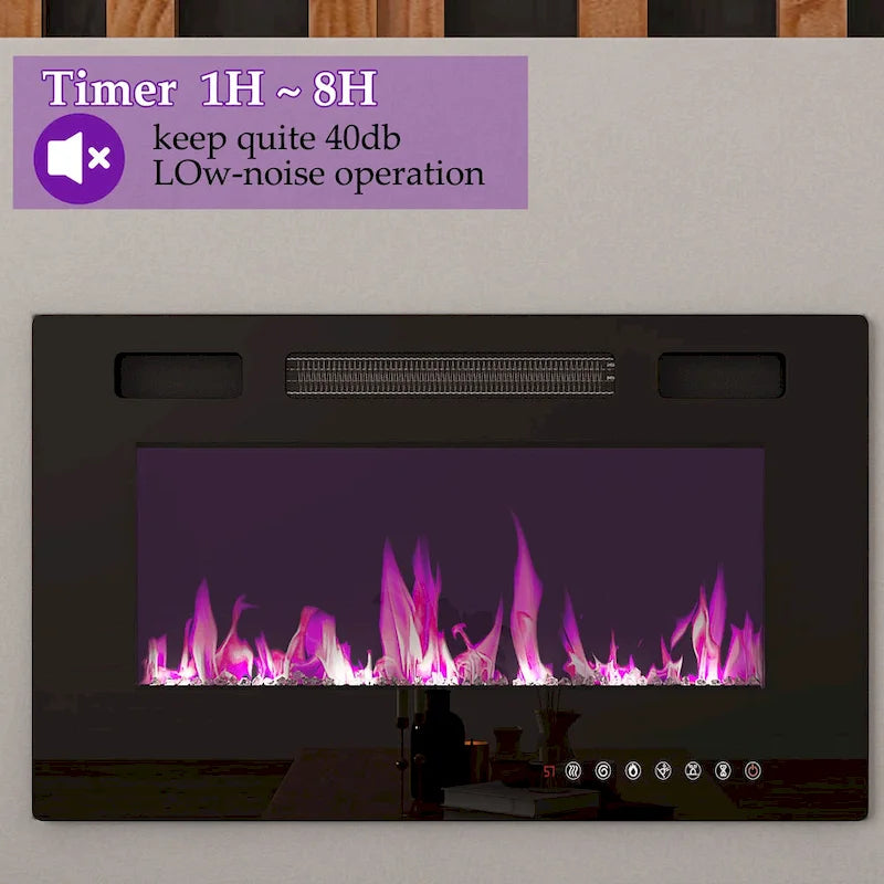 Wood Grain TV Stand with Optional Electric Fireplace: Cable Management