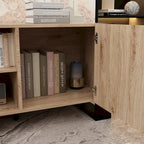 Wood Grain TV Stand with Optional Electric Fireplace: Cable Management